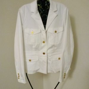 Chaps White Military Blazer Size Medium